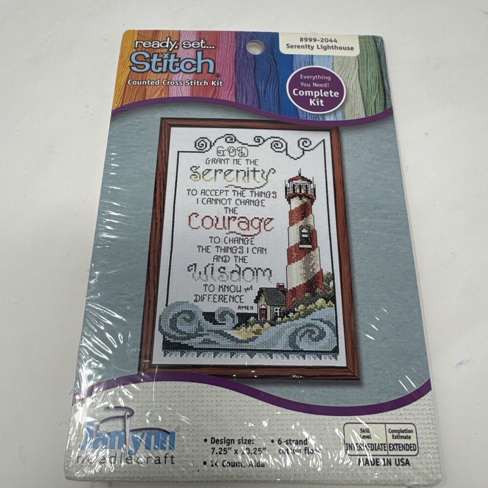 Janlynn Serenity Lighthouse 7.25"x10.25" Counted Cross Stitch Kit JAS-042 - NEW‎